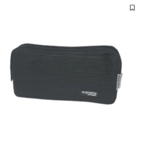 Double zip black pencil case