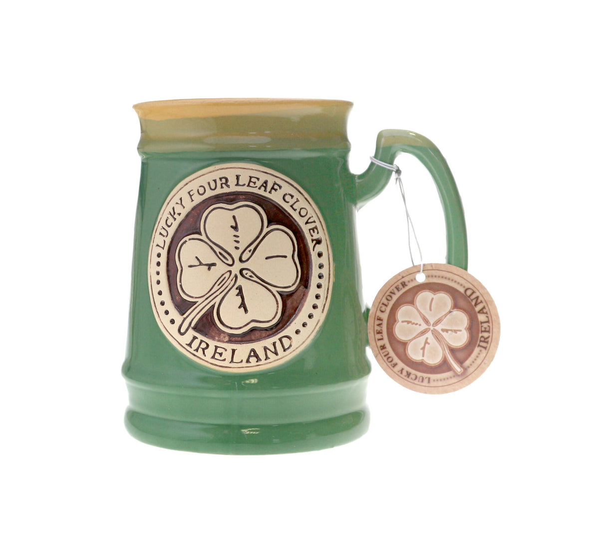 Four Leaf Clover Pottery Mug - Irish drinkware