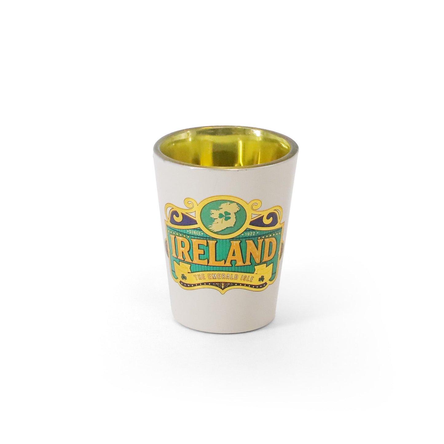 Vintage Ireland Map White Shot Glass - Irish barware