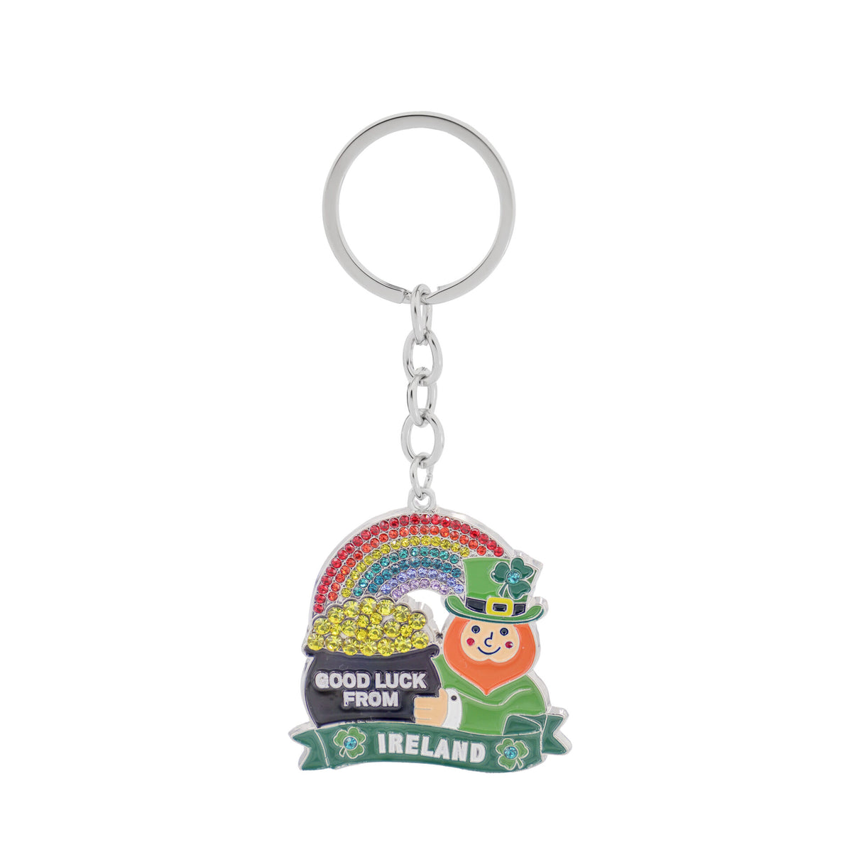 Crystal Leprechaun Rainbow Key Ring - Irish keyrings