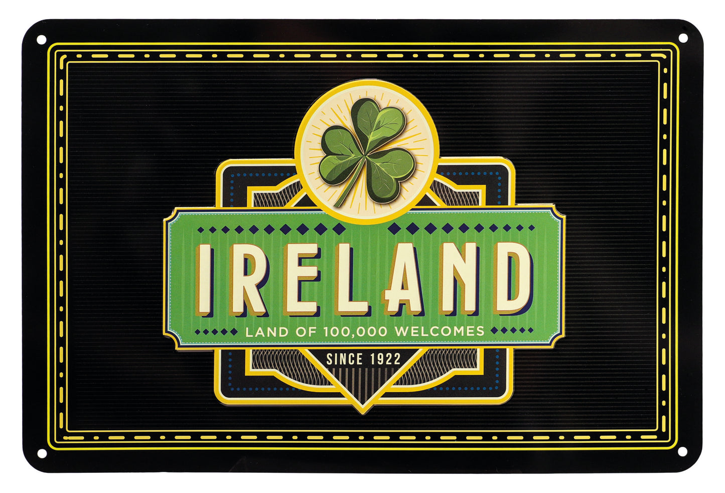 Ireland Green Shamrock Metal Sign - Irish wall art
