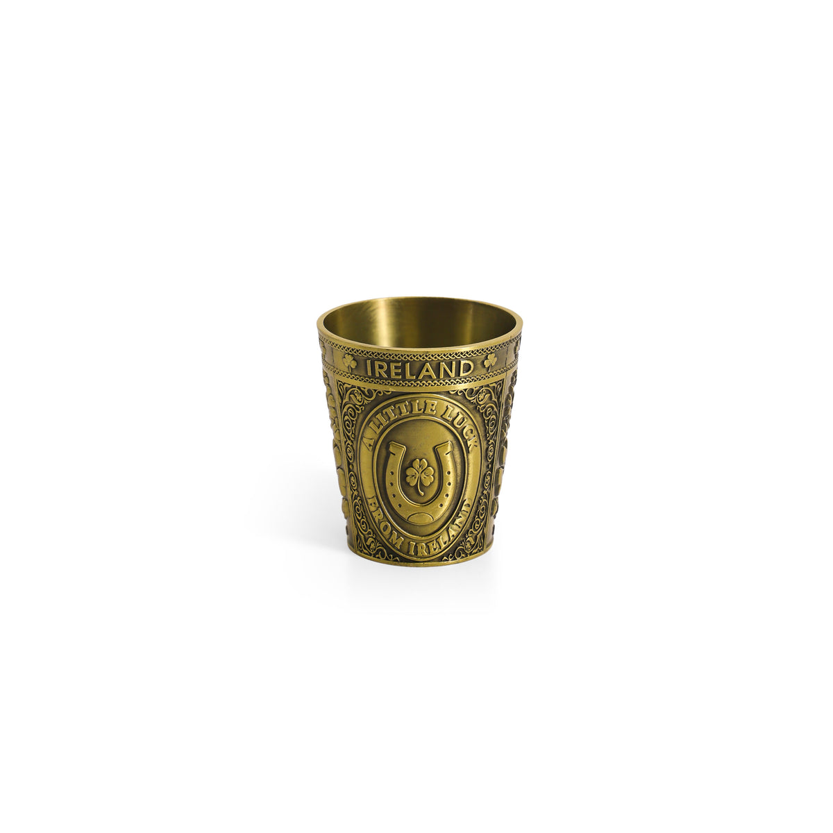 Metal Shot Glass Good Luck Gold - Irish barware