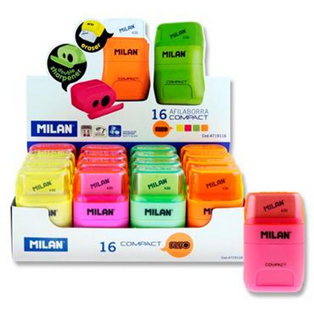 Milan Sharpener/Eraser Compact Neon