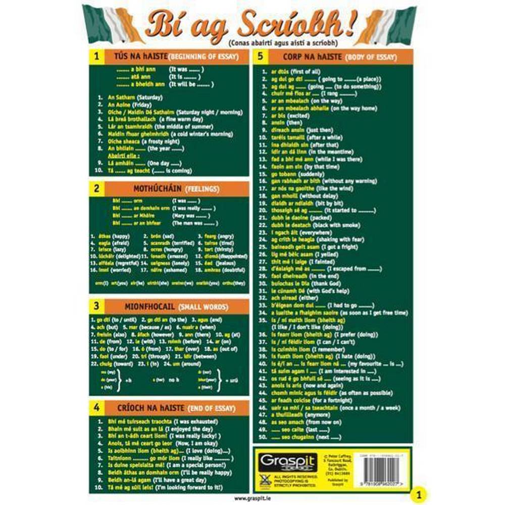 BÍ AG SCRÍOBH! - GLANCE CARD