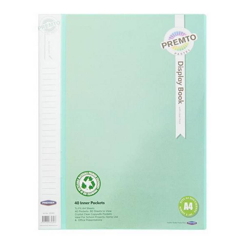 Premto Pastel A4 40 Pocket Display Book - Mint Magic