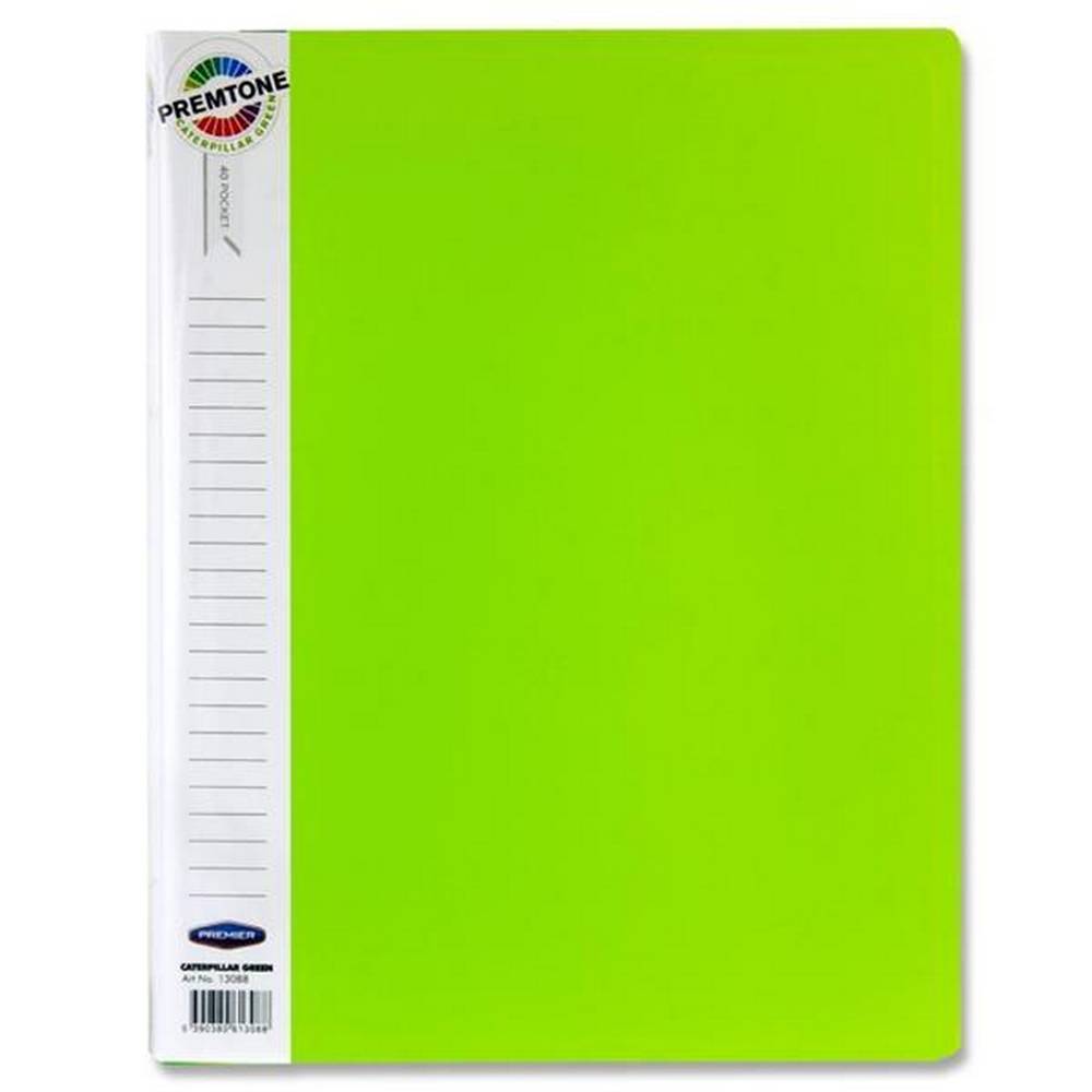 Premier Premtone A4 40 Pocket Display Book - Caterpillar Green