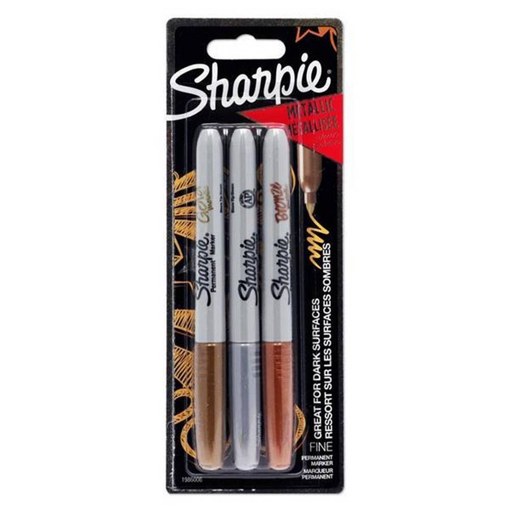Sharpie - 3 Fine Tip Permanent Markers - Metallic