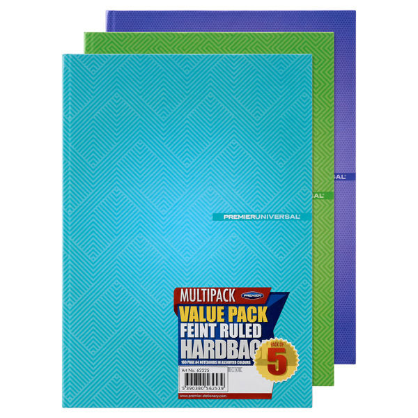 Pemier A4 160pg Hardback 5pk - Asst