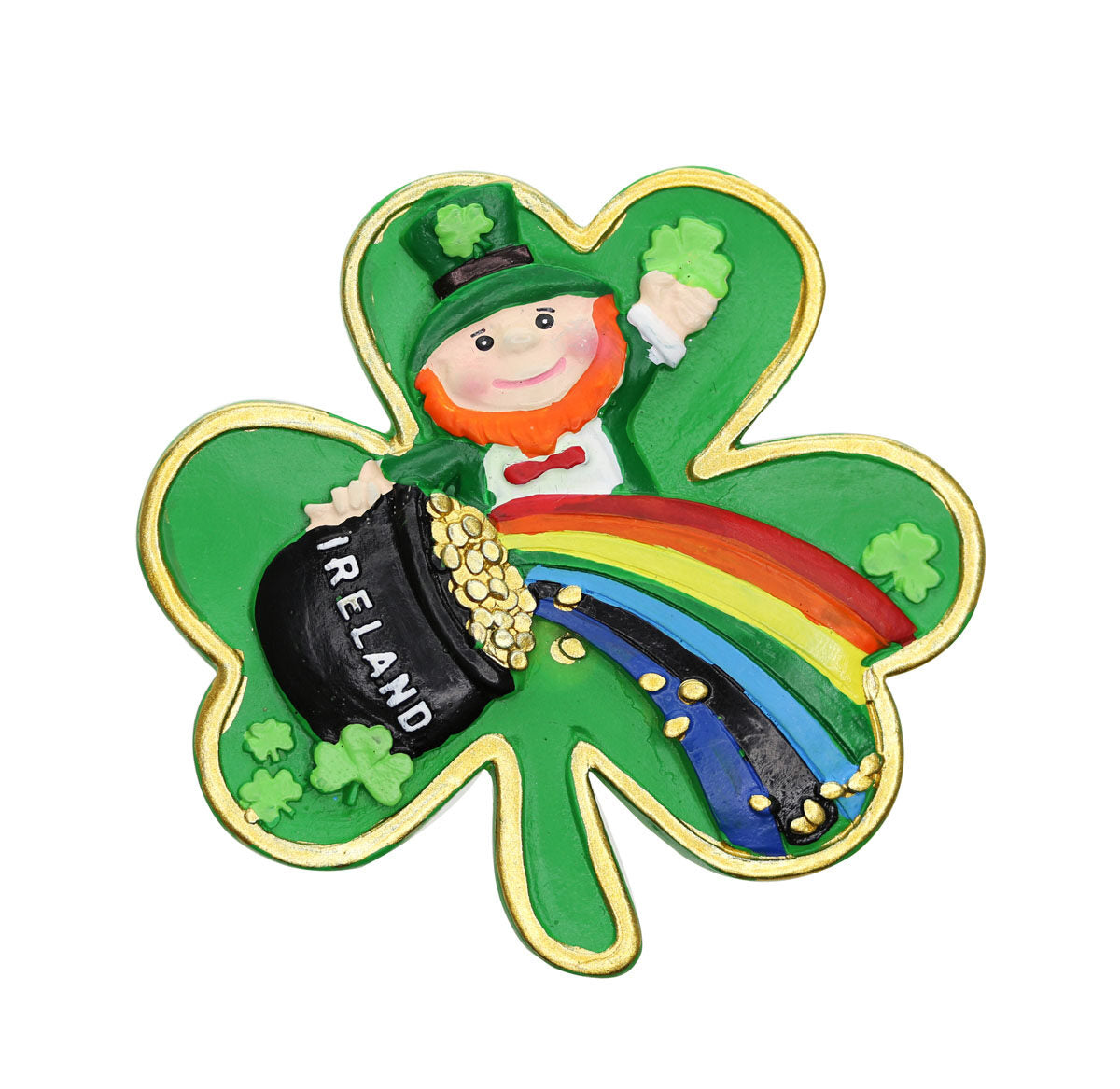 Leprechaun W/Crock Shamrock Magnet - Irish magnets