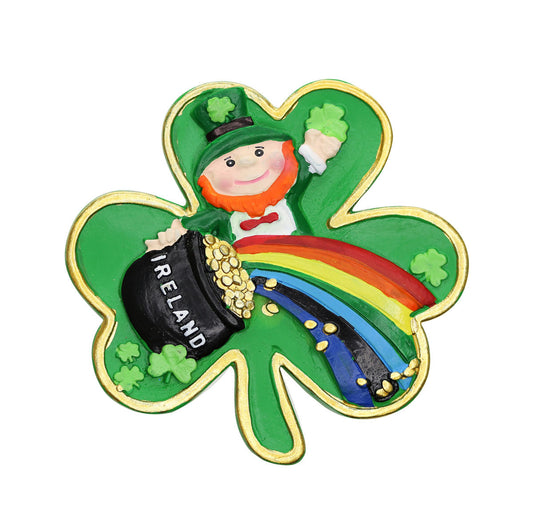 Leprechaun W/Crock Shamrock Magnet - Irish magnets