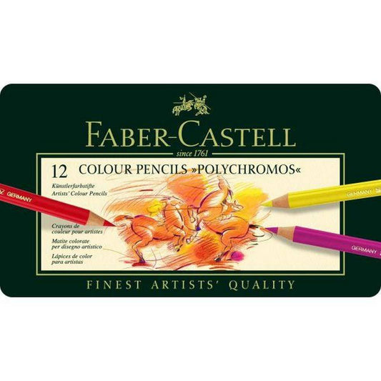 Faber Castell - Polychromos Colour Pencils - Tin of 12