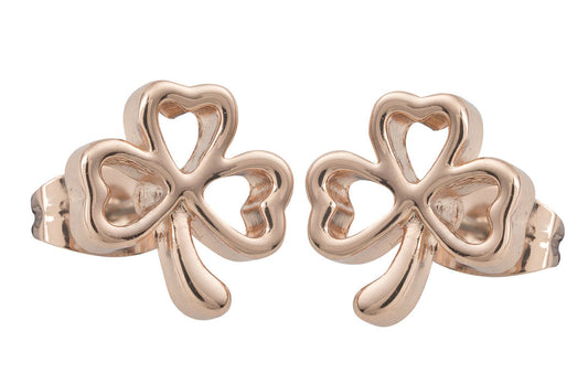 Rose Gold Ribbon Shamrock Earrings - Irish jewellery