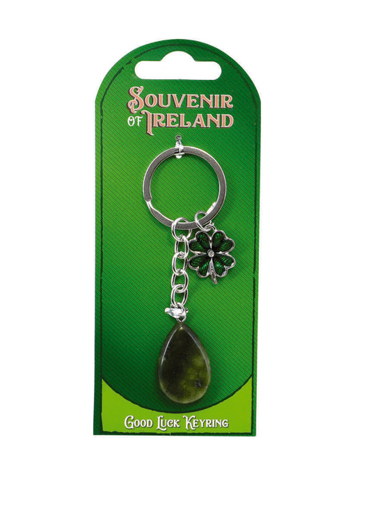 Green Enamel Silver Clover Keyring - Irish keyrings