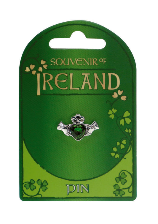 Crystal Claddagh Pin - Irish pins & badges