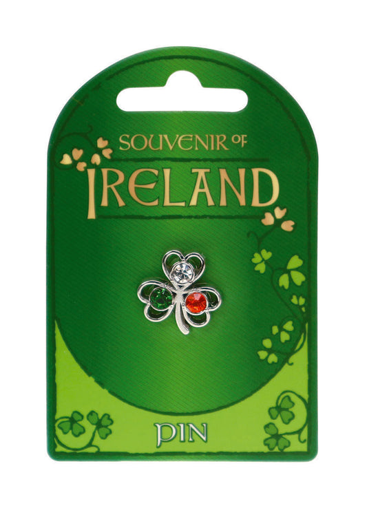 Shamrock Pin Tri Colour - Irish pins & badges