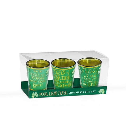 Lucky Clover Shot Glass Set 3 - Irish barware