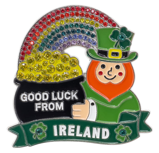 Good Luck Leprechaun Crystal Magnet - Irish magnets