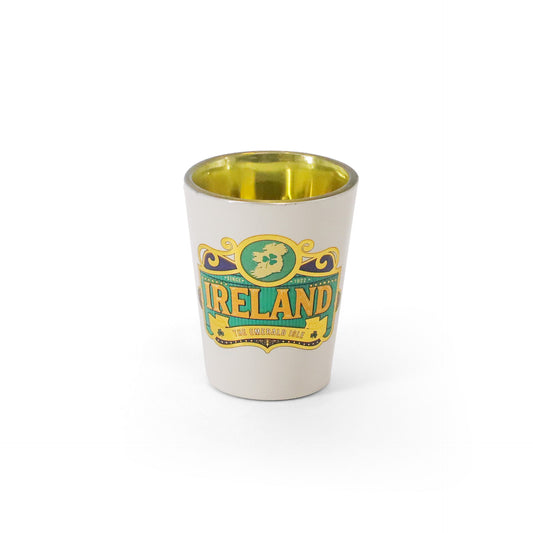 Vintage Ireland Map White Shot Glass - Irish barware