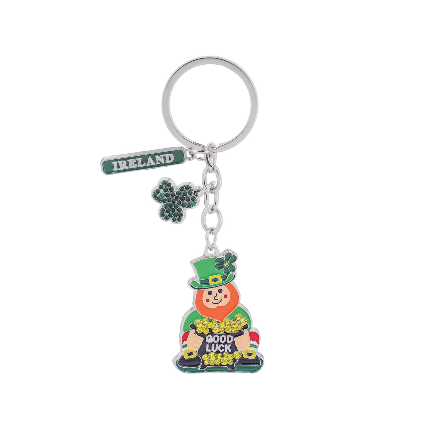 Crystal Leprecahun Crock of Gold Keyring - Irish keyrings
