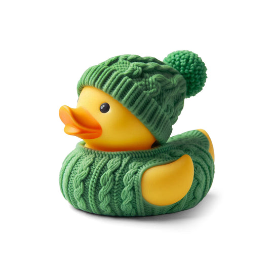 Green Aran Sweater Rubber Duck - Irish novelty gifts