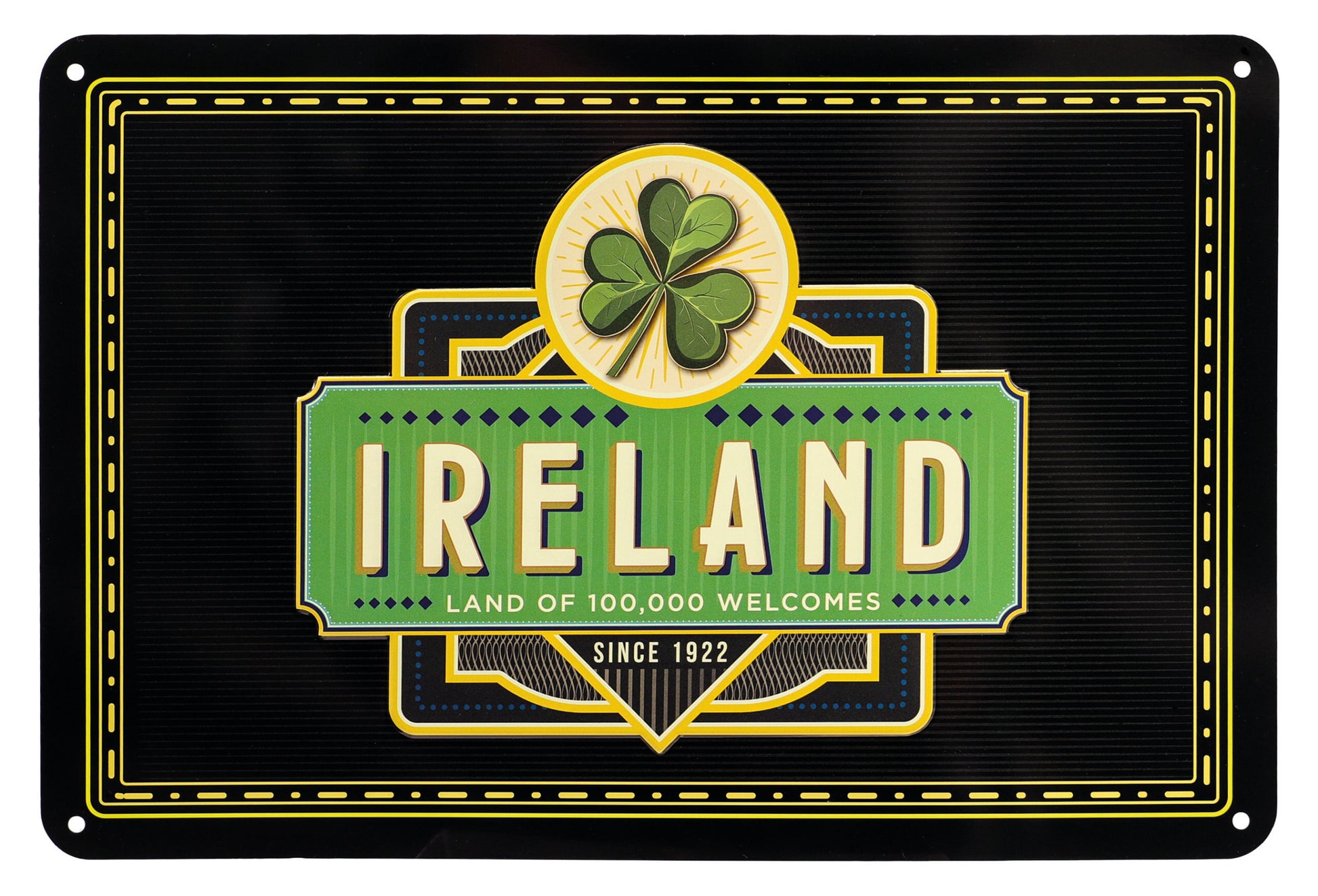 Ireland Green Shamrock Metal Sign - Irish wall art