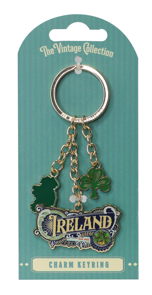 Vintage-Ireland Script Charm Keyring - Irish keyrings