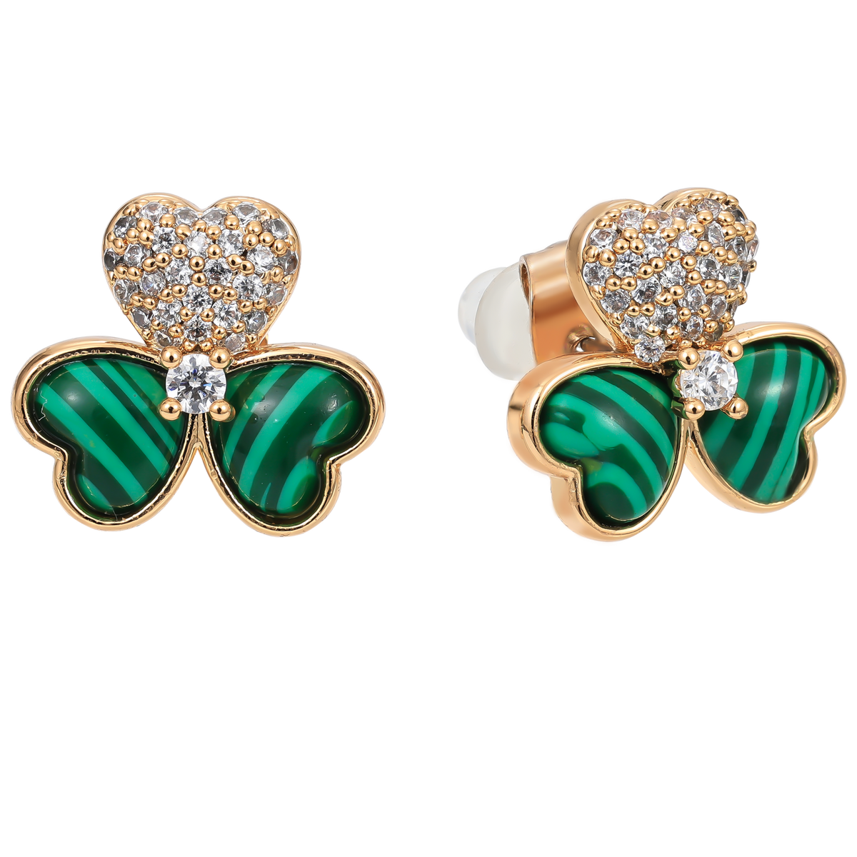 Trinity Sham Earring - Gold/Green - Irish jewellery