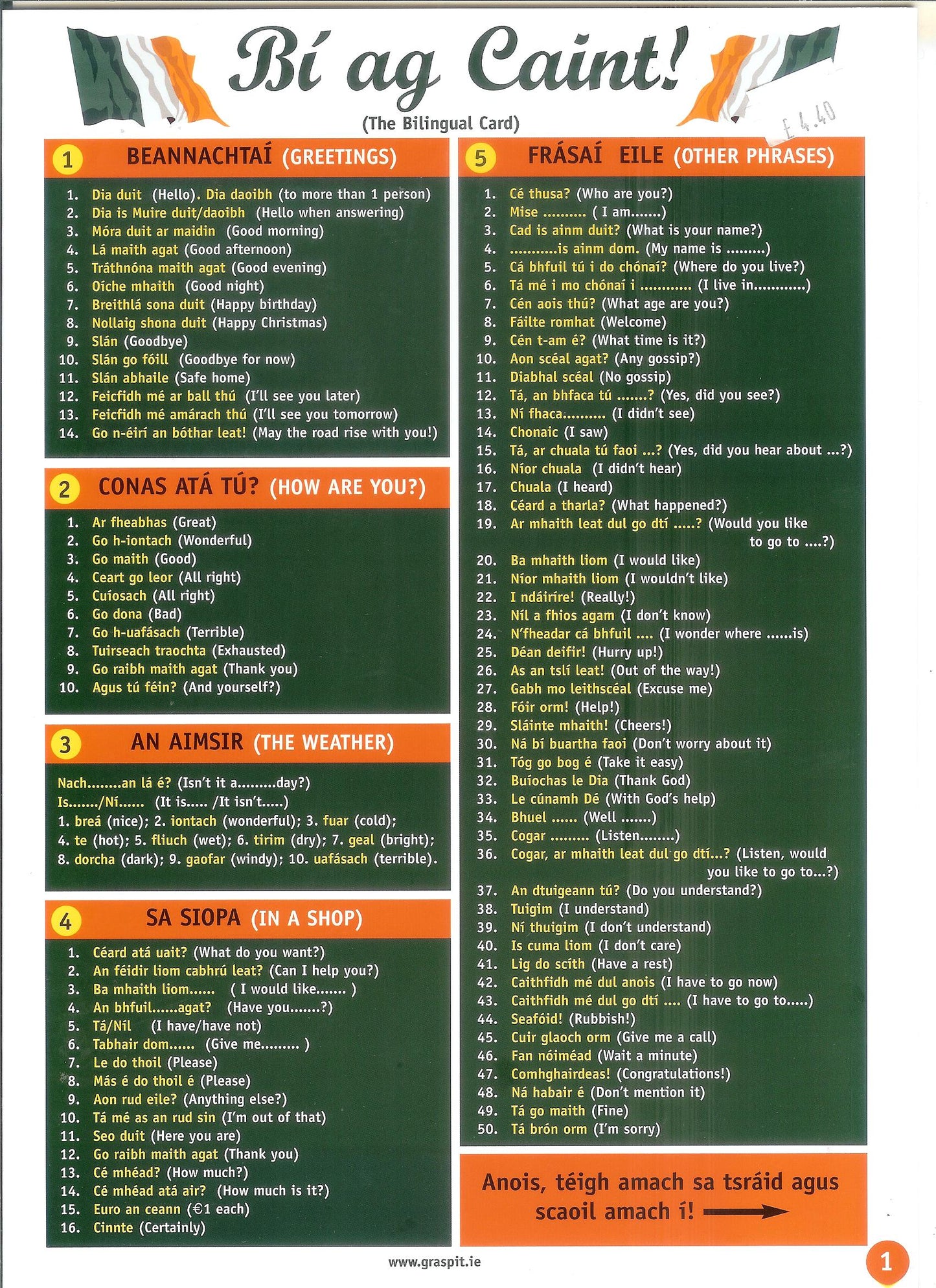 Bí ag Caint! - Glance Card