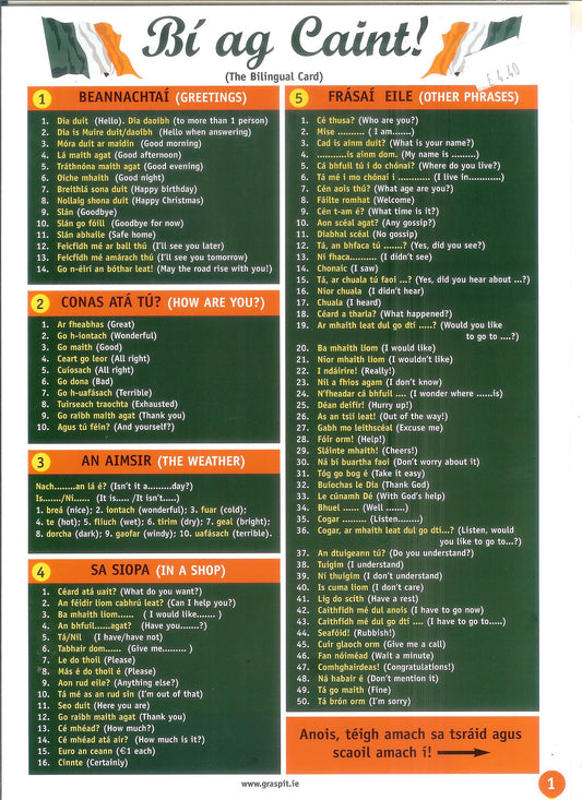 Bí ag Caint! - Glance Card