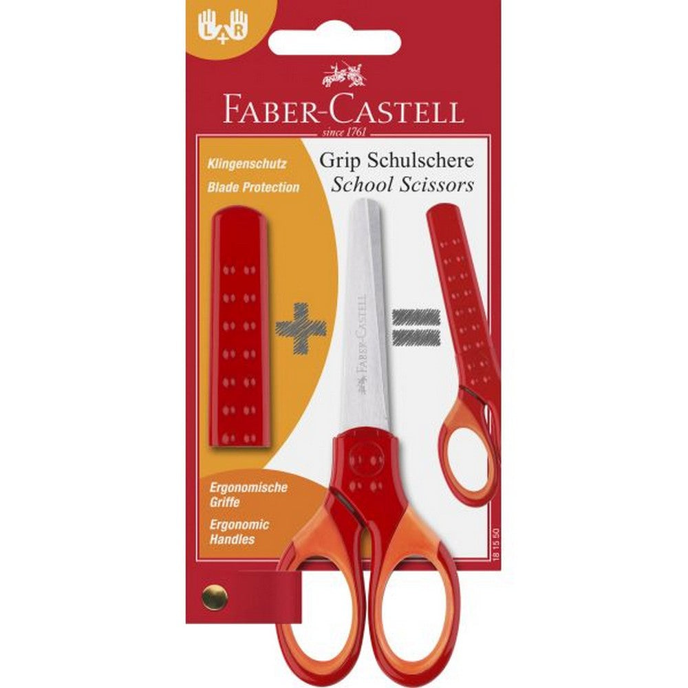 Faber Castell Kids Grip Scissors with Protective Cover - Red