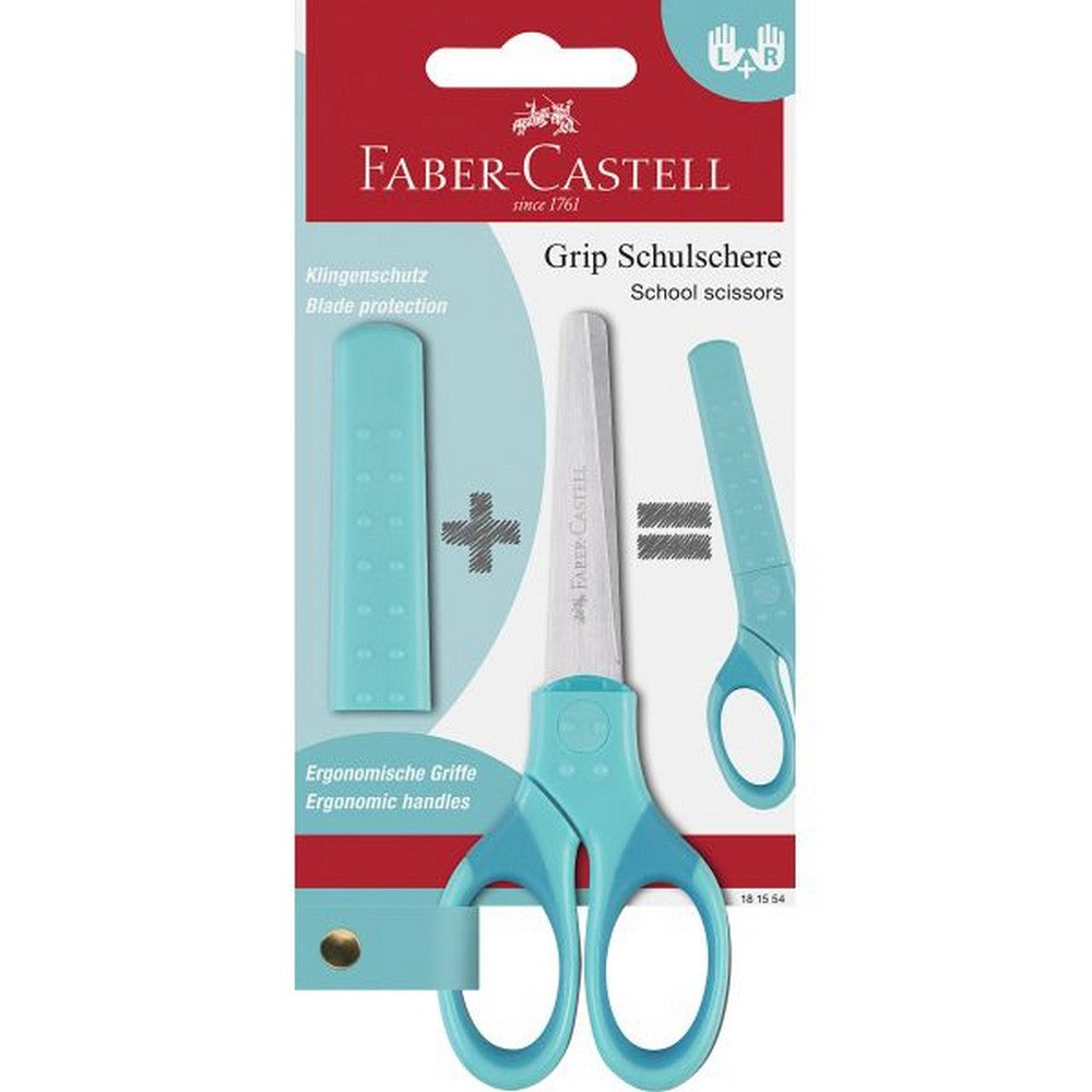Faber Castell Kids Grip Scissors with Protective Cover - Turquoise