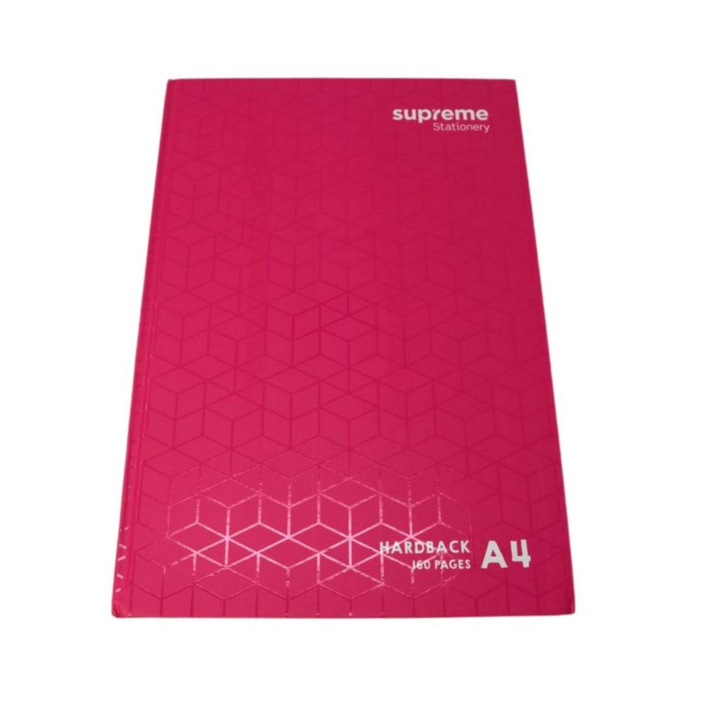 Supreme A4 Hardback Pink Geo- 160 page (Single)