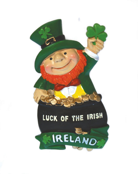 Lep Magnet In Crock Holding Shamrock - Irish magnets