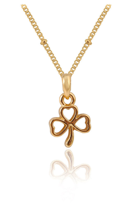 Gold Ribbon Shamrock Pentant - Irish jewellery