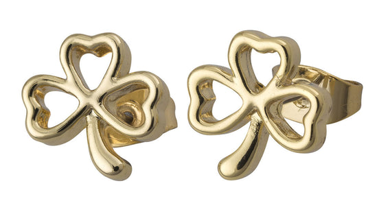 Gold Ribbon Shamrock Earrings - Irish jewellery