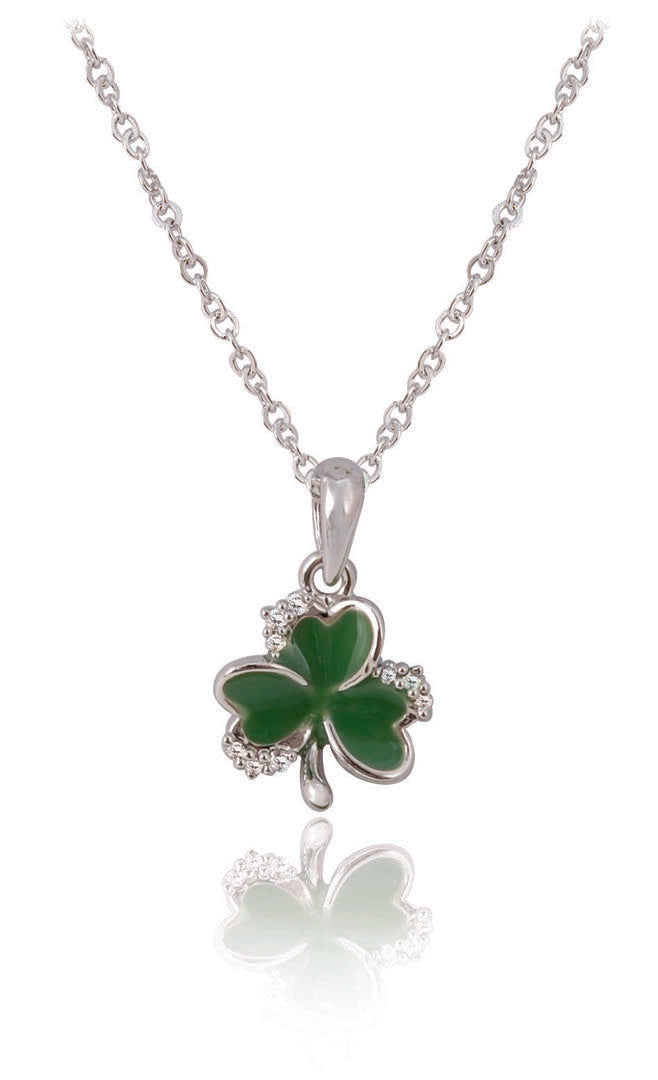 EN CZ Surround Shamrock Pendant - Irish jewellery