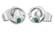 Silver mini claddagh earrings w/green - Irish jewellery