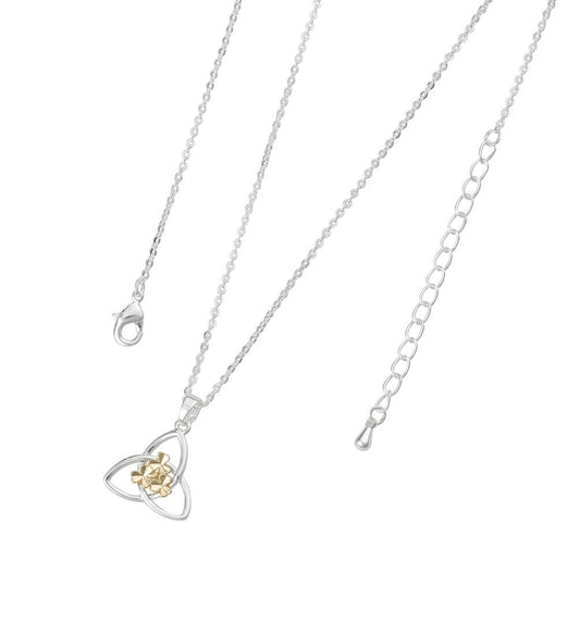 2 Tone Trinity W/Shamrock Cluster - Irish jewellery