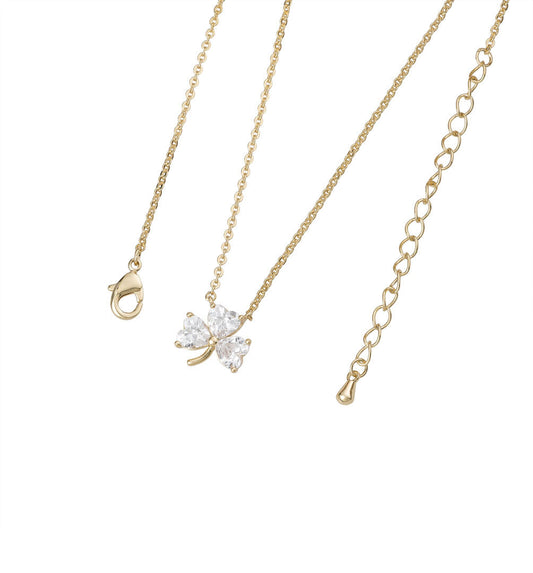 Gold Shamrock Three Crystal Pendant - Irish jewellery