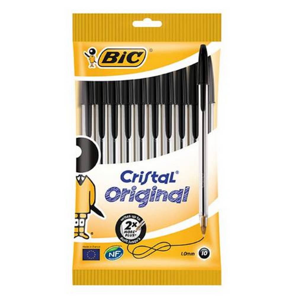 BIC - Packet of 10 Cristal Ballpoint Pens - Black