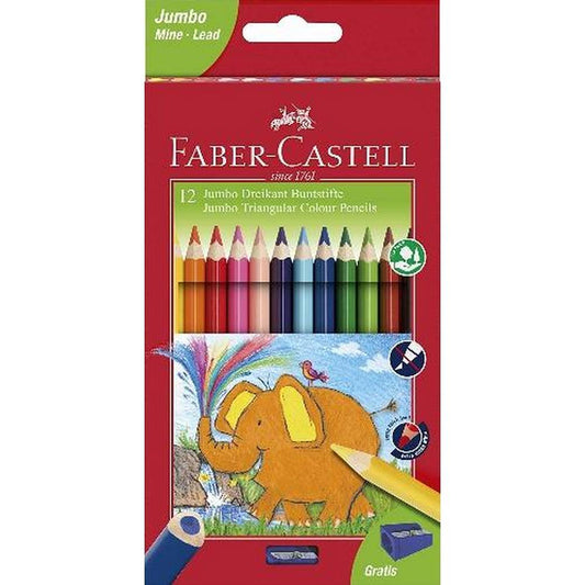 Faber-Castell Jumbo Triangular Colouring Pencils - Box of 12