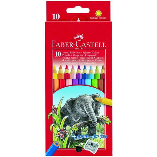 Jumbo Colour Pencils Full Length Box Of 10 (Plus Sharpener)