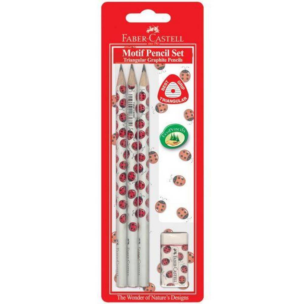 Ladybird Pencil Set (3) With Eraser