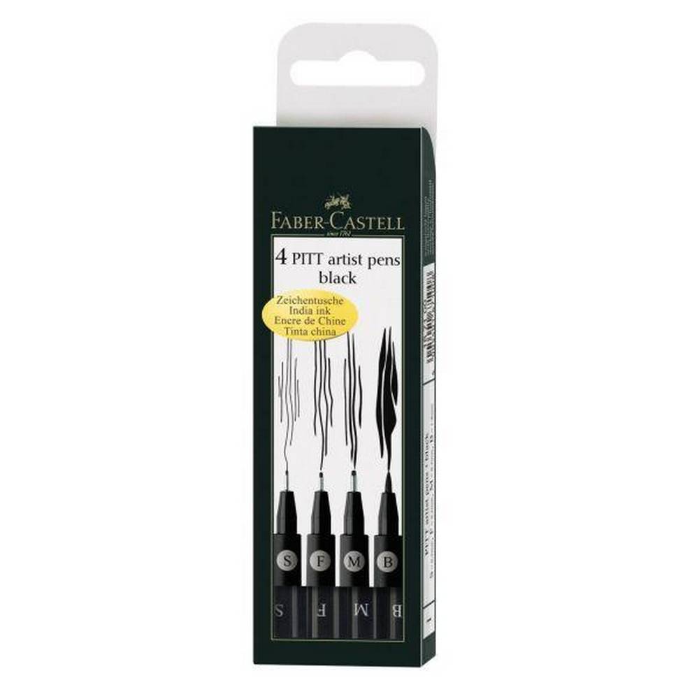 Pitt Artist Pen - Black Wallet of 4 (S,F,M,B)