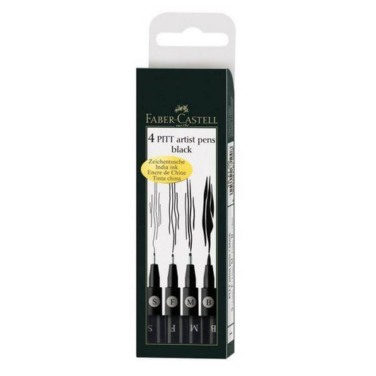 Pitt Artist Pen - Black Wallet of 4 (S,F,M,B)