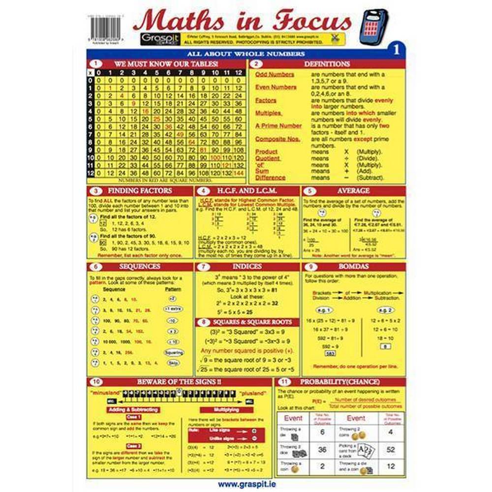 MATHS IN FOCUS - GLANCE CARD