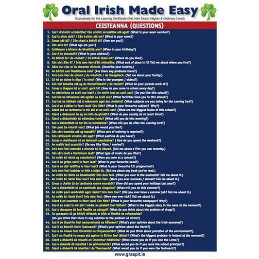 ORAL IRISH MADE EASY - GLANCE CARD