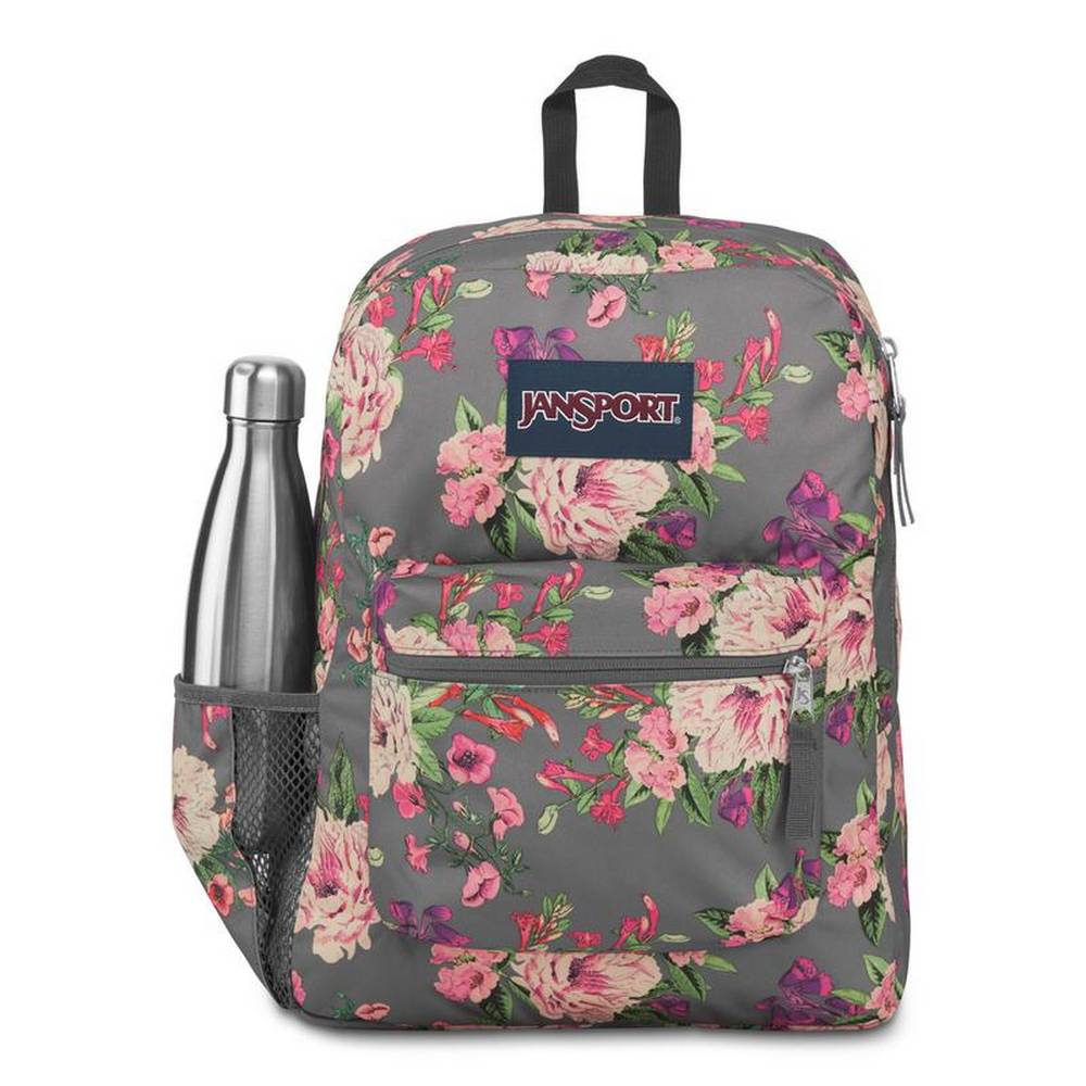 JanSport Cross Town Backpack - Grey Bouquet Print