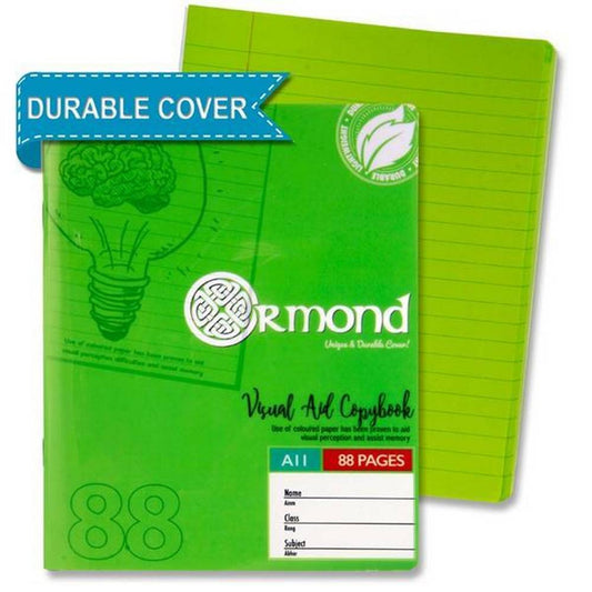 Ormond A11 88 Page Durable Cover -  Visual Memory Aid - Copy Book - Green