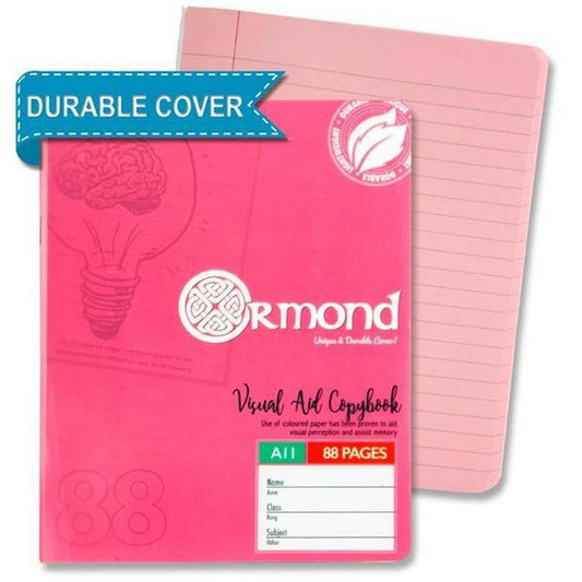 Ormond A11 88 Page Durable Cover -  Visual Memory Aid - Copy Book - Pink